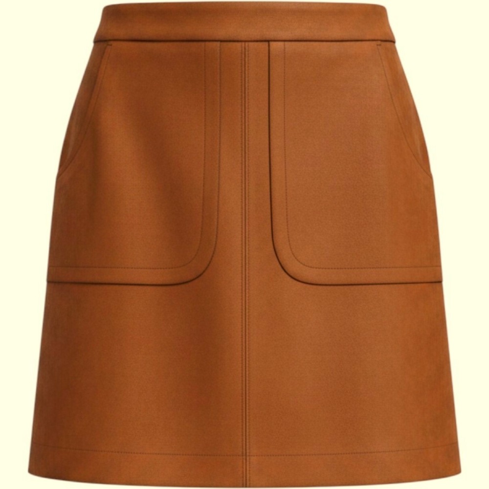 LOFT Outlet Cognac Faux Suede A-Line Mini Skirt Brown 2P 541877